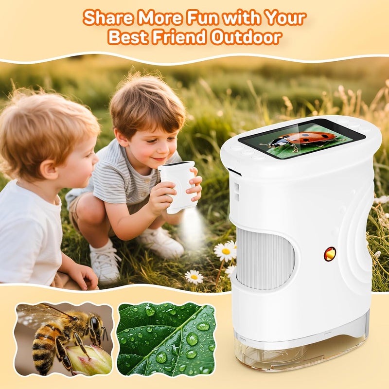 Ashfly 1000X Handheld Digital Microscope for Kids with 2.0" IPS Screen, Portable STEM Science Lab Toy, Rechargeable Pocket Microscope Educational Gift for Boys & Girls Age 4-6 8-12, White - Image 5